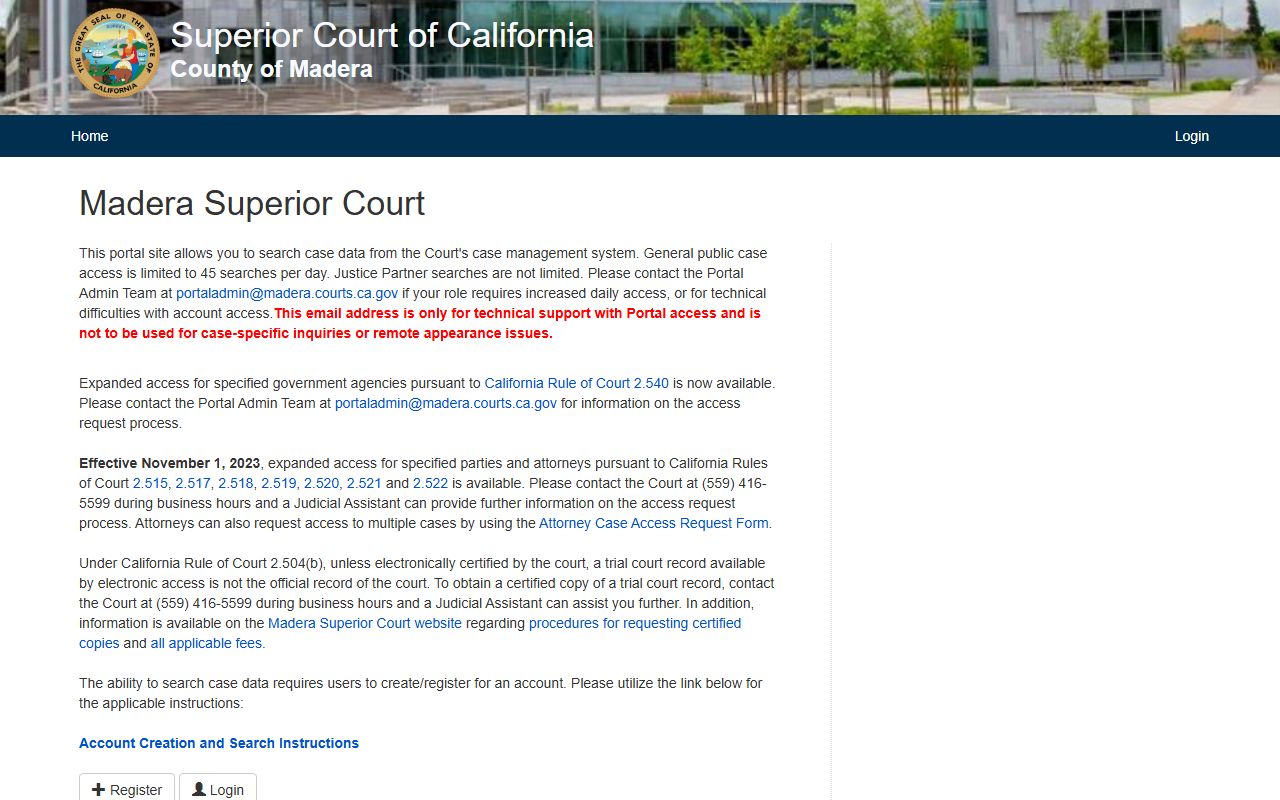Madera County case search portal