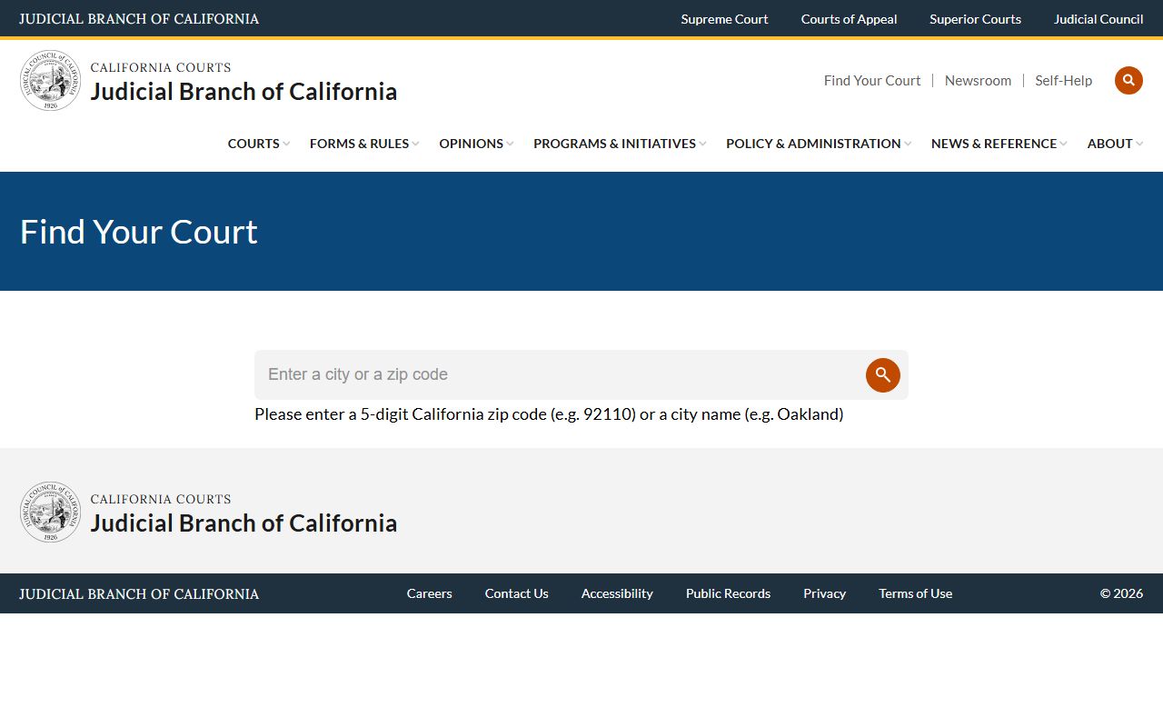 California find my court directory
